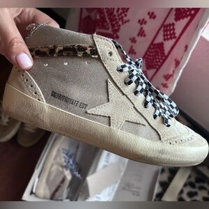 RARE Golden Goose grid grid glitter and leopard Midstar size 36